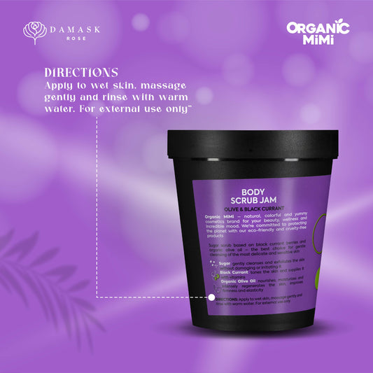 Organic Mimi, Body Scrub Jam Olive & Black Currant, 250 g by Damask Rose