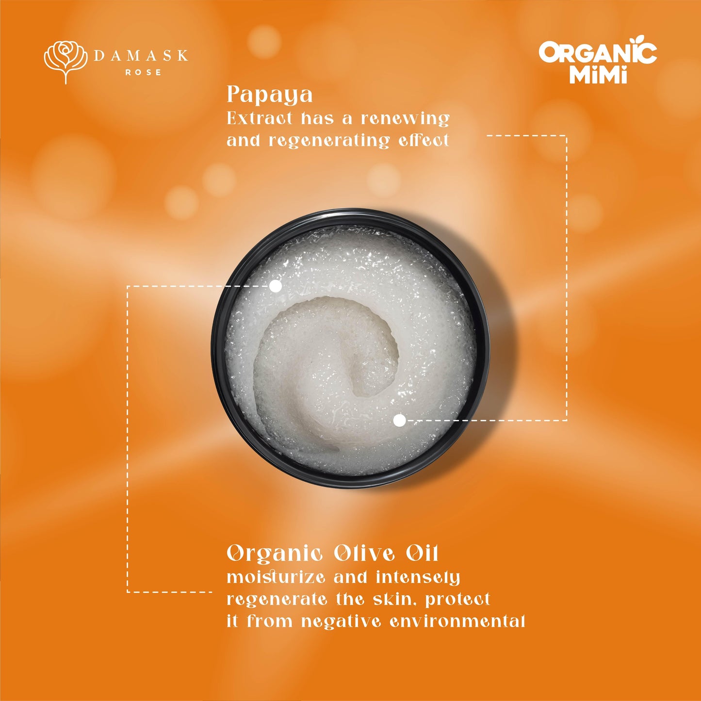 Organic Mimi, Body Scrub Renewing Olive & Papaya, 250 g by Damask Rose