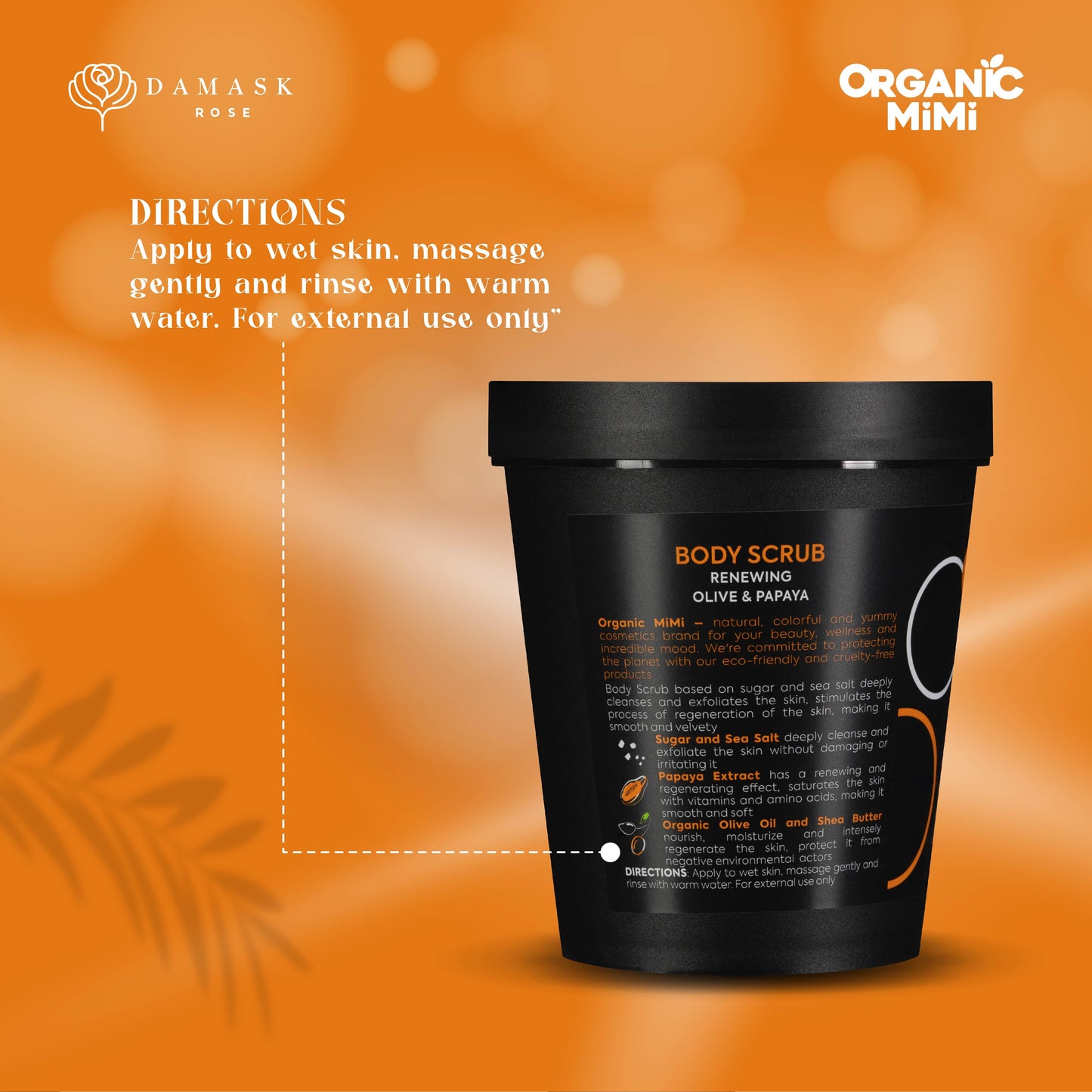 Organic Mimi, Body Scrub Renewing Olive & Papaya, 250 g by Damask Rose