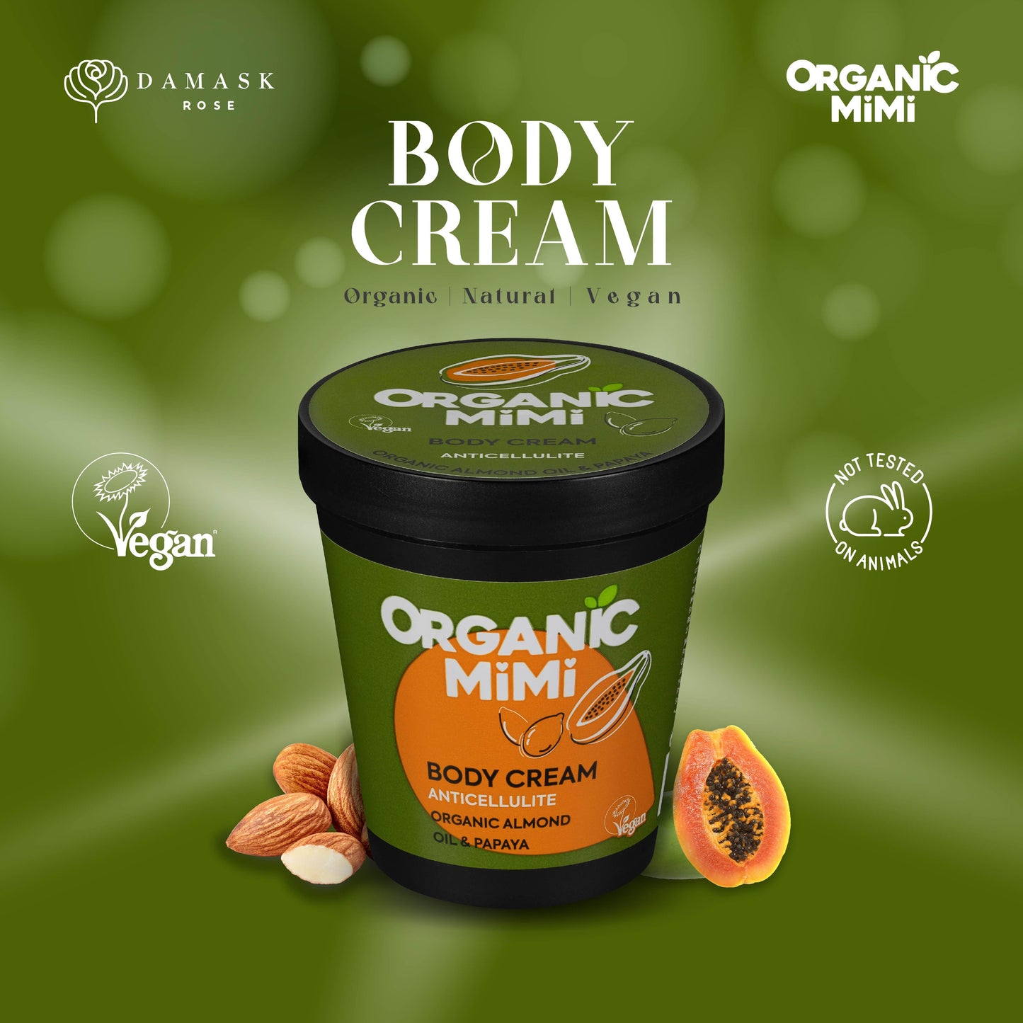Organic Mimi, Body Cream Antiсellulite Almond & Papaya, 200 ml by Damask Rose