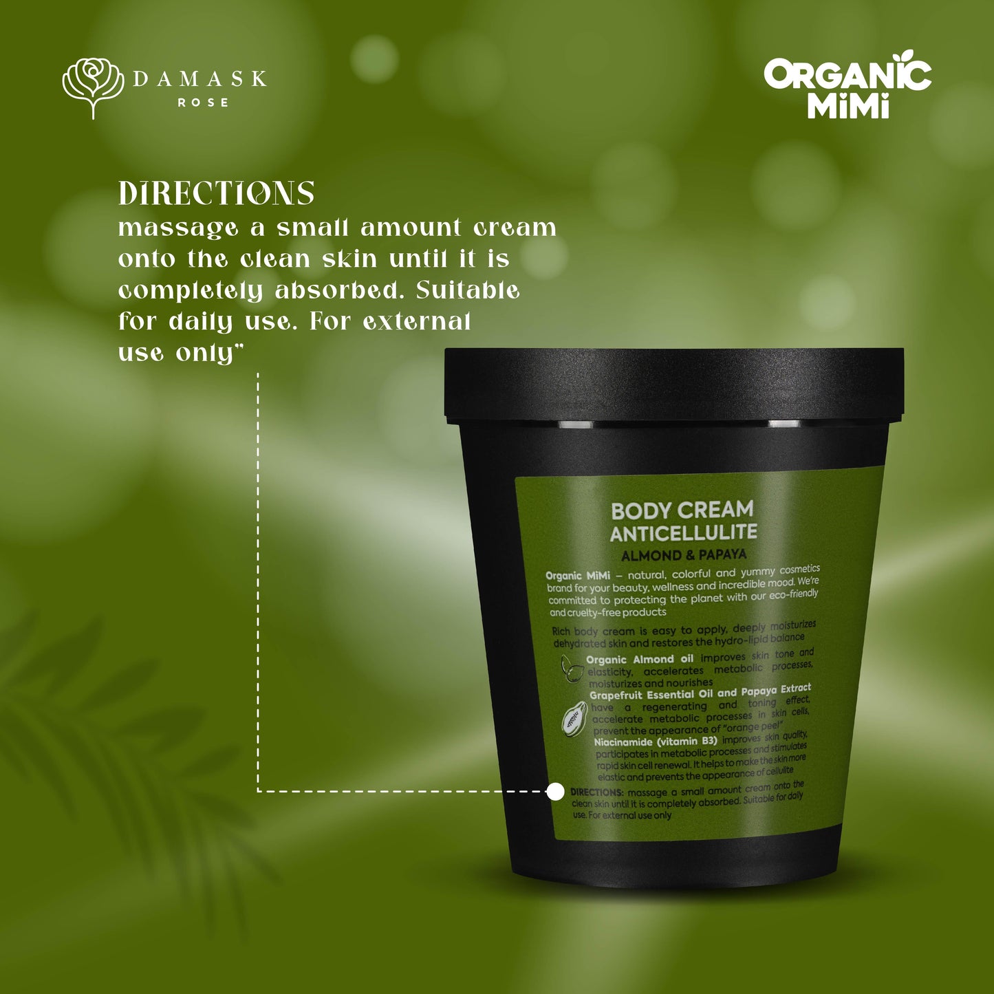 Organic Mimi, Body Cream Antiсellulite Almond & Papaya, 200 ml by Damask Rose