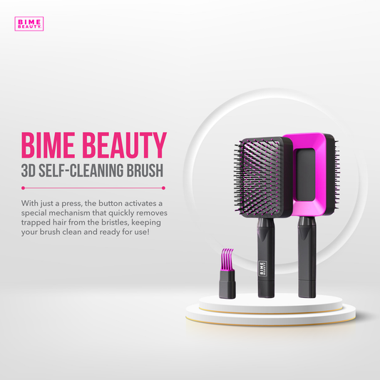 3D Self-cleaning Deluxe Rectangular Hair Brush by BimeBeauty