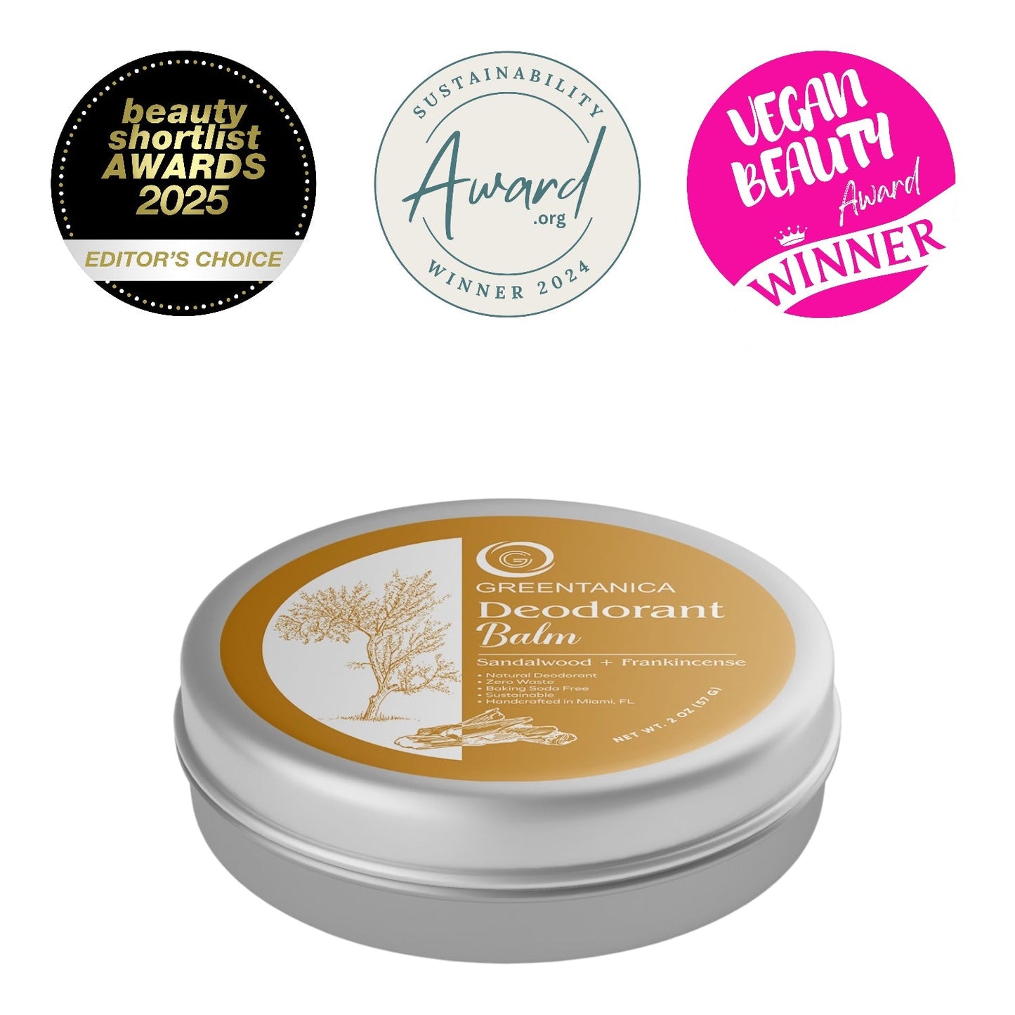Sandalwood + Frankincense Vegan Deodorant Balm by Greentanica