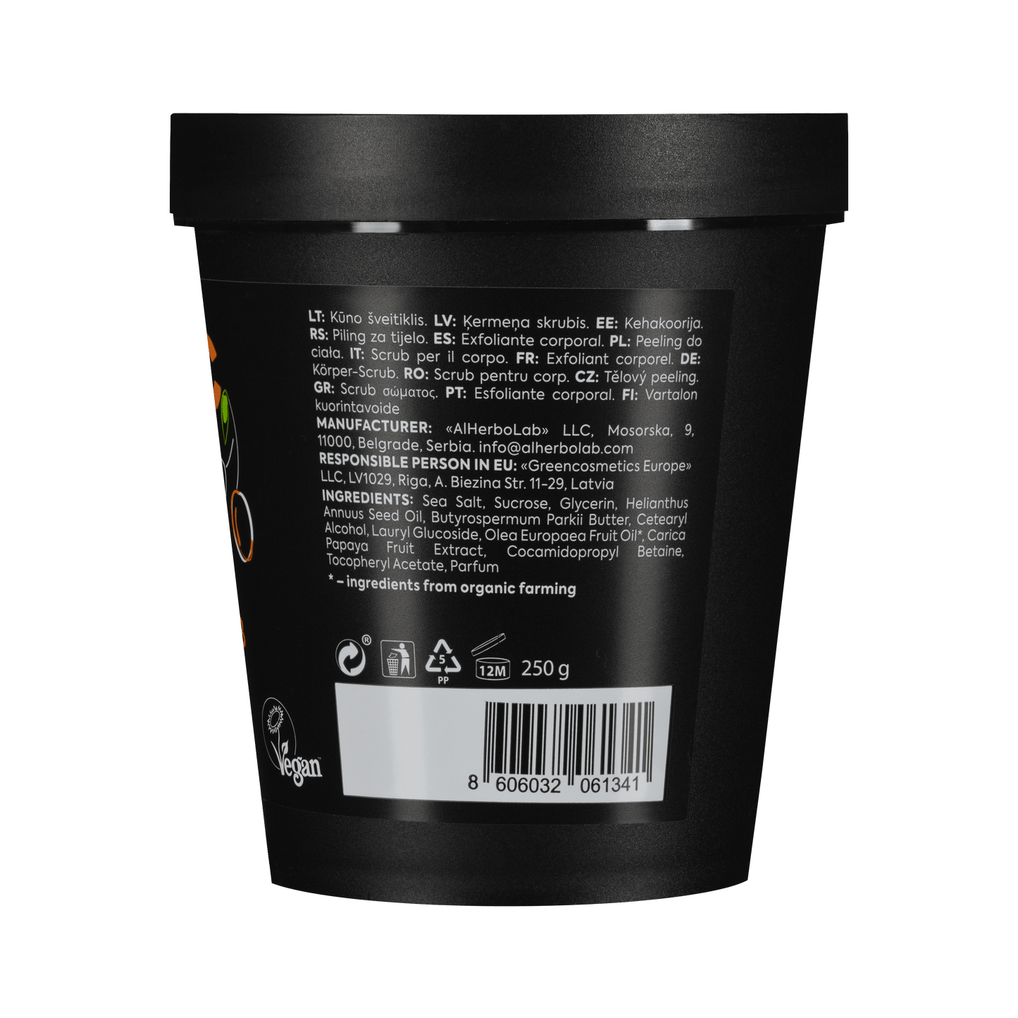 Organic Mimi, Body Scrub Renewing Olive & Papaya, 250 g by Damask Rose