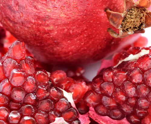 Close-up of a pomegranate with seeds visible