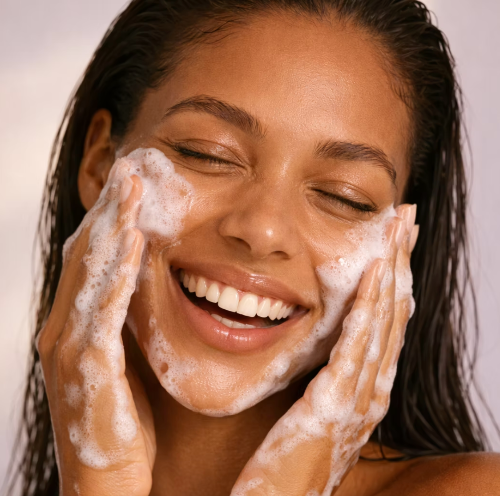 woman using Ultra Violet cleansing foam