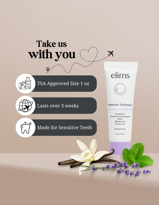 ELIMS lavender vanilla mint toothpaste in travel size