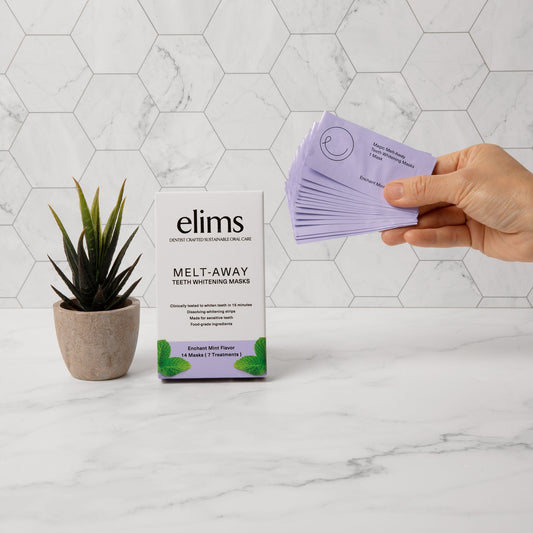 Melt-Away Teeth Whitening by ELIMS. Clinically proven to lighten teeth without harming enamel. Totally enamel safe! Made for sensitive teeth.
