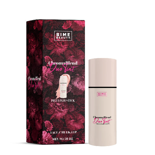 BIME BEAUTY lip product packaging with floral design on box and white stick on right