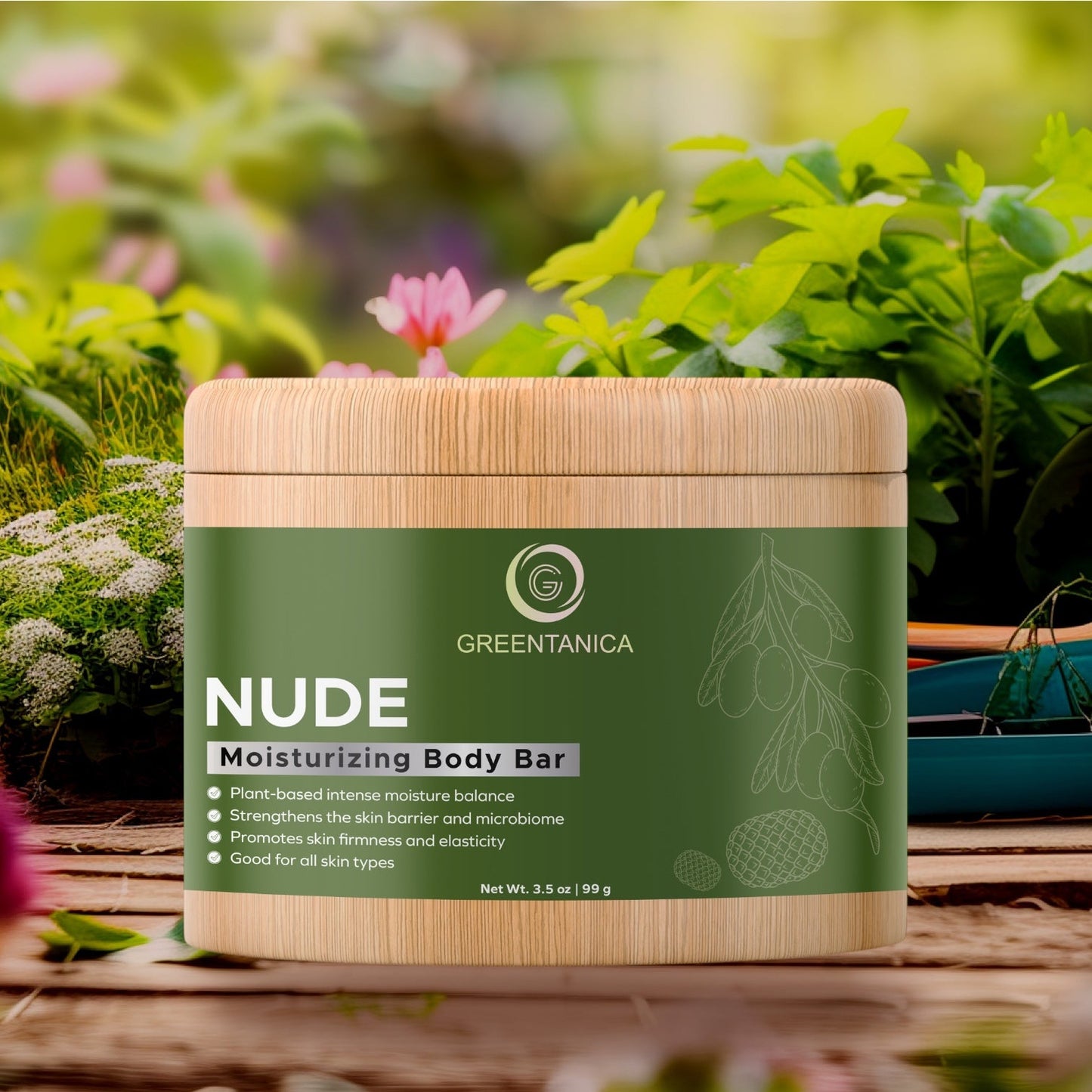 Nude - Solid Moisturizing & Firming Body Bar by Greentanica
