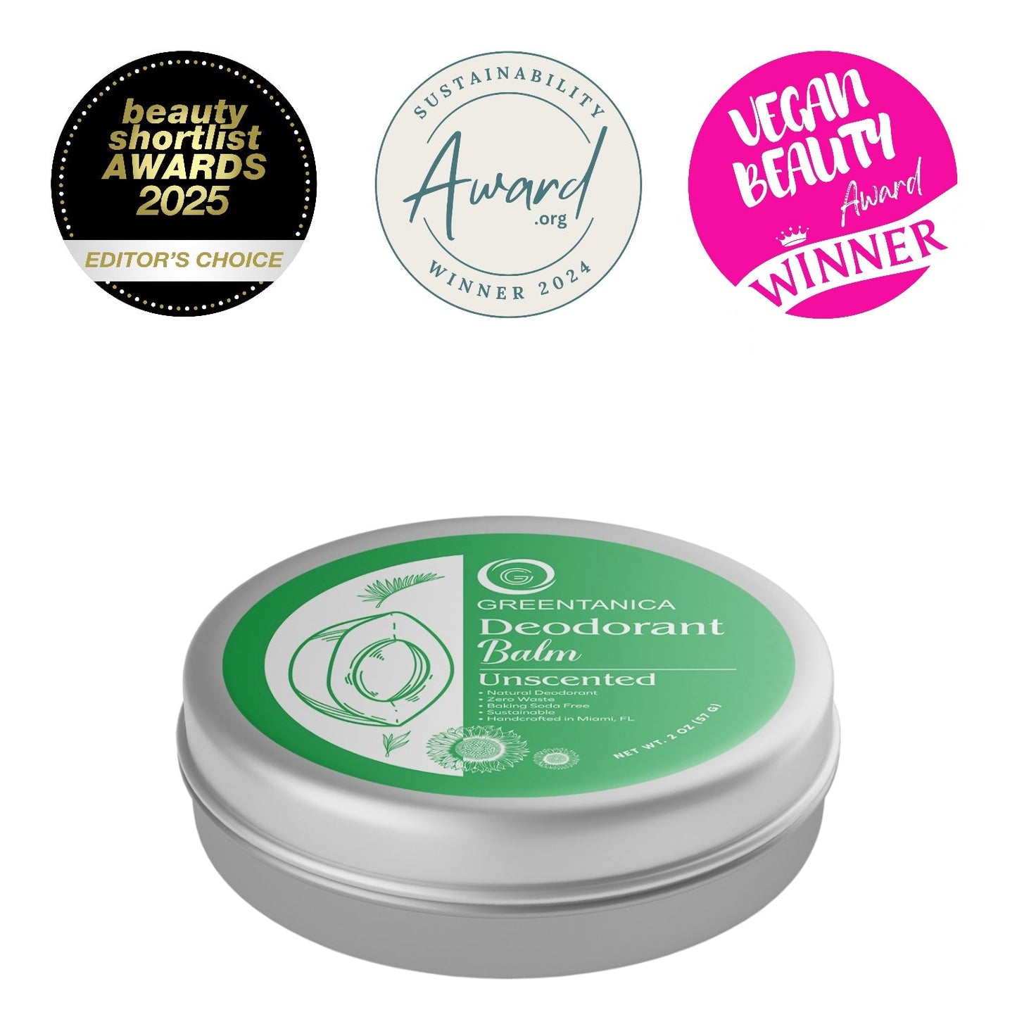 Unscented Vegan Deodorant Balm by Greentanica