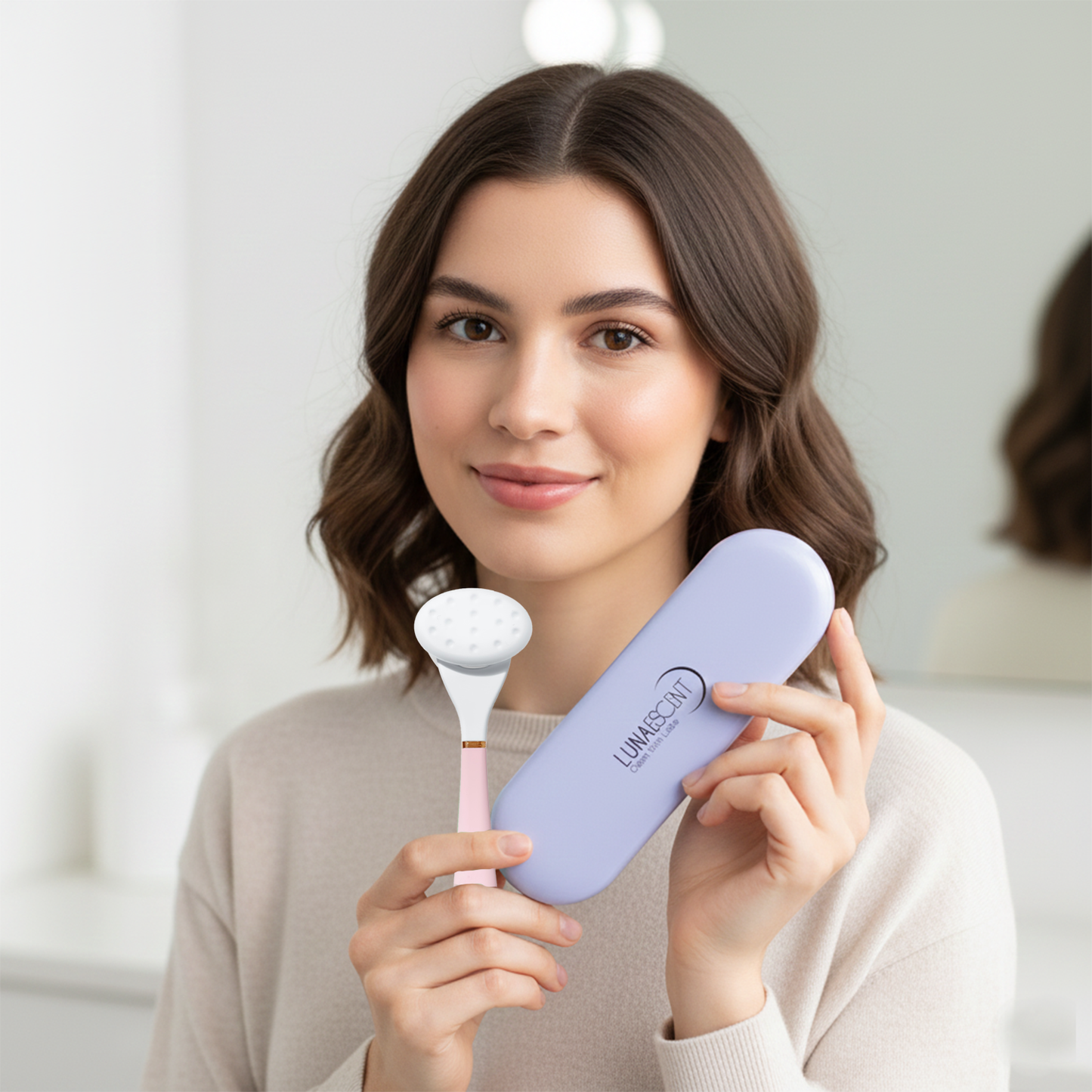 Touch-Free Skincare Applicator With Spatula + Carry Case With Mirror by LUNAESCENT