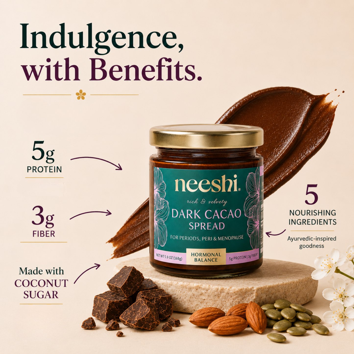 Dark Cacao Spread for Perimenopause & Period Support by Neeshi