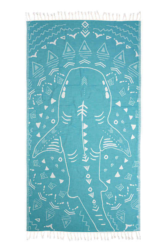 Shark Turquoise - Turkish Towel by Sun Drunk