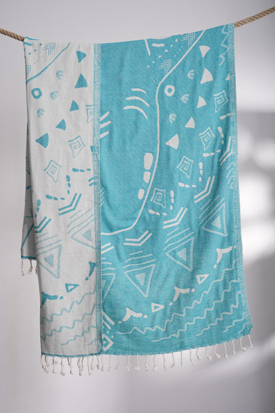 Shark Turquoise - Turkish Towel by Sun Drunk