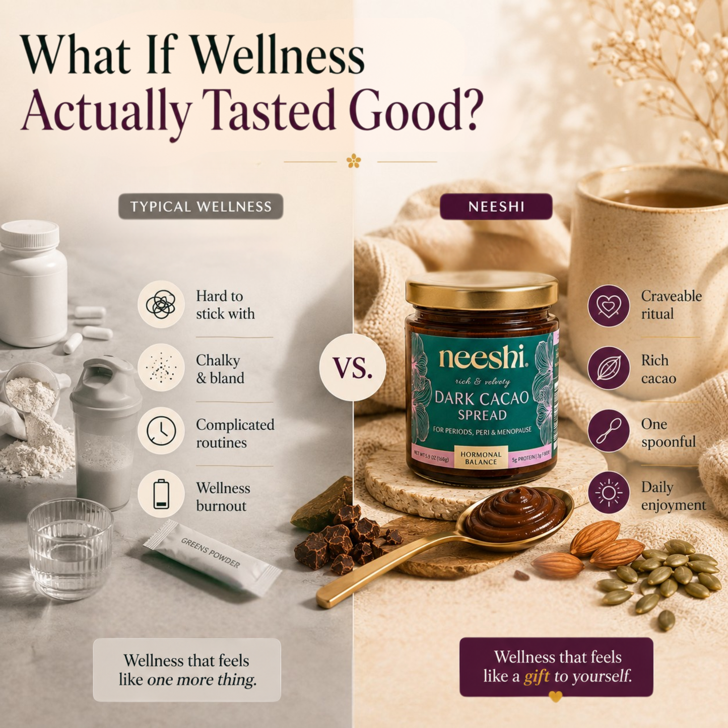 Dark Cacao Spread for Perimenopause & Period Support by Neeshi