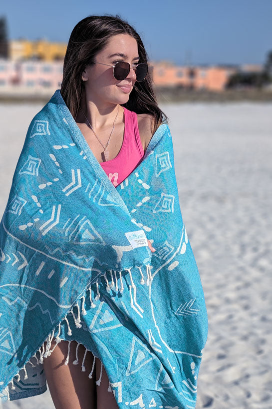 Shark Turquoise - Turkish Towel by Sun Drunk