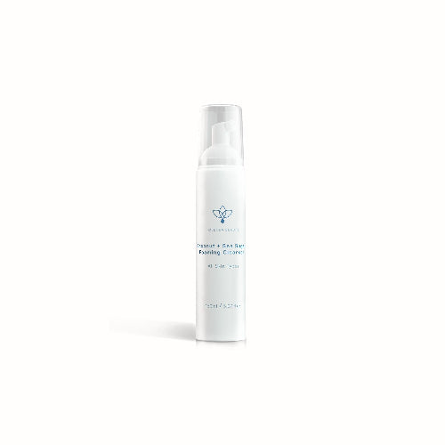 A white pump bottle of Dr. Brandt's Sea Sugar Cleansing Cream on a clean white background.