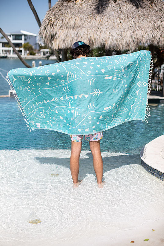 Shark Turquoise - Turkish Towel by Sun Drunk